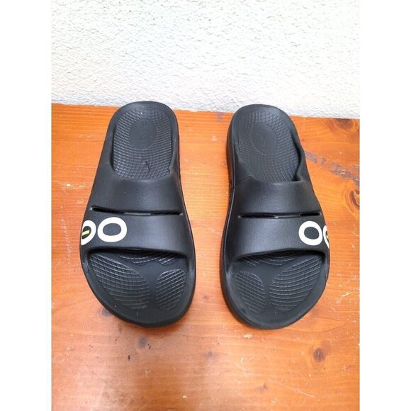 Oofos OOahh Recovery Slides Unisex Size 7W 5M Black Comfy Sandals - Picture 2 of 9